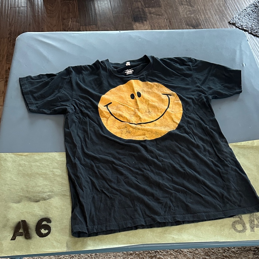 Kids Black Tee with Yellow Smiley Face
